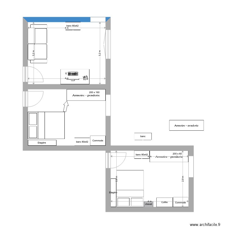 chambre. Plan de 0 pièce et 0 m2