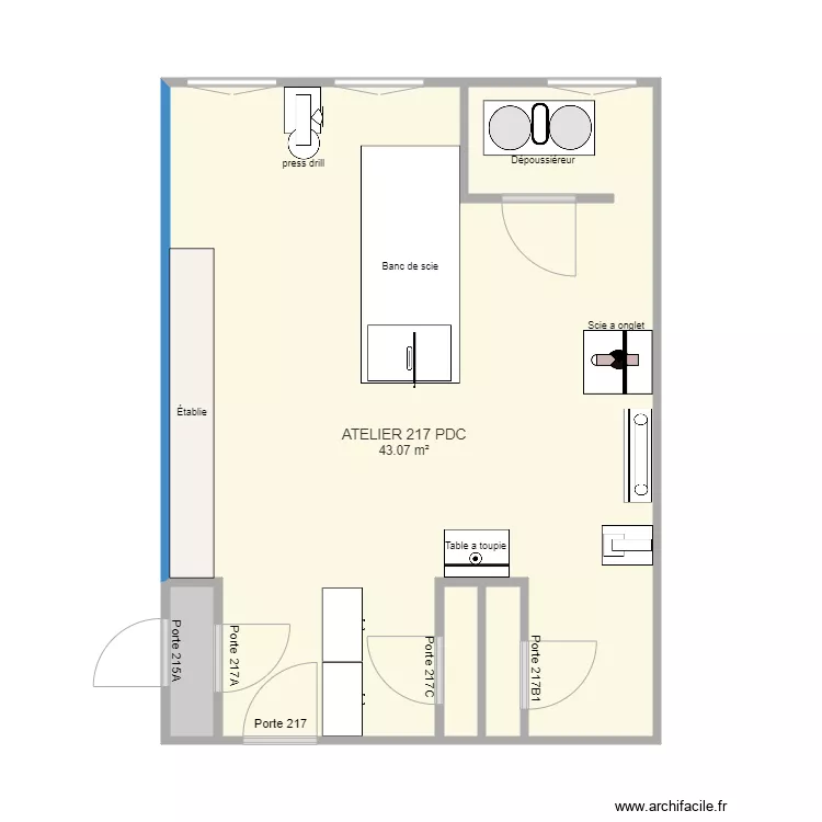 Atelier 217 2e &eacute;tage pdc. Plan de 