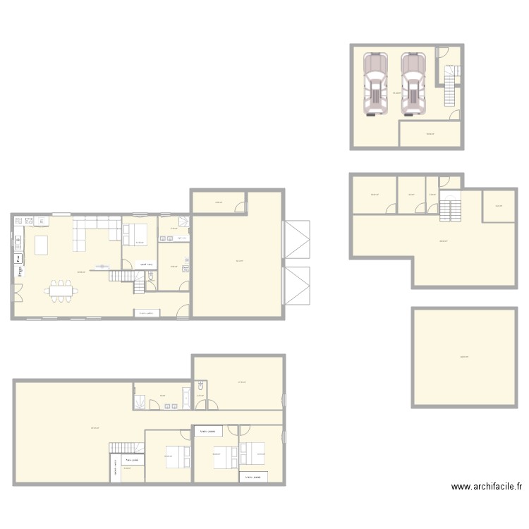 plan maison linéaire. Plan de 0 pièce et 0 m2