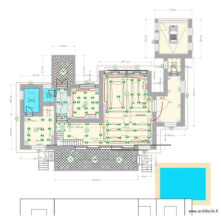 plan electricte  183. Plan de 11 pièces et 49 m2