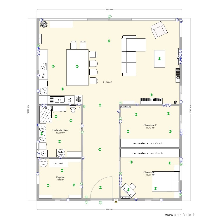 Bloc A - Karine. Plan de 5 pièces et 116 m2