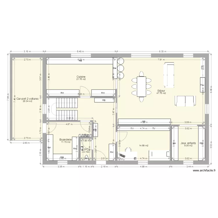 Maison RDC 18. Plan de 