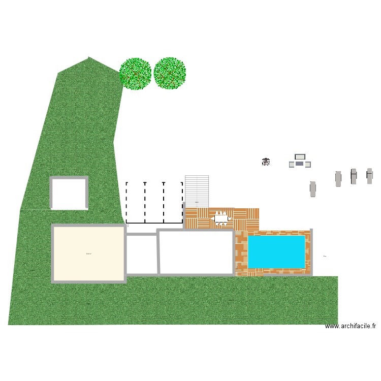 Ext Cieurac Piscine V1. Plan de 1 pièce et 59 m2