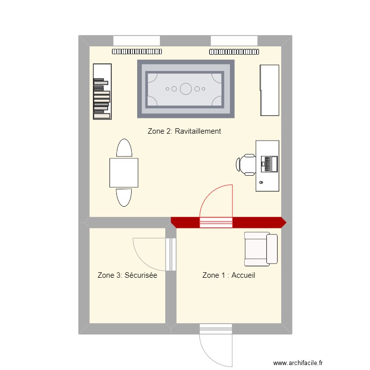 Gare. Plan de 3 pièces et 30 m2