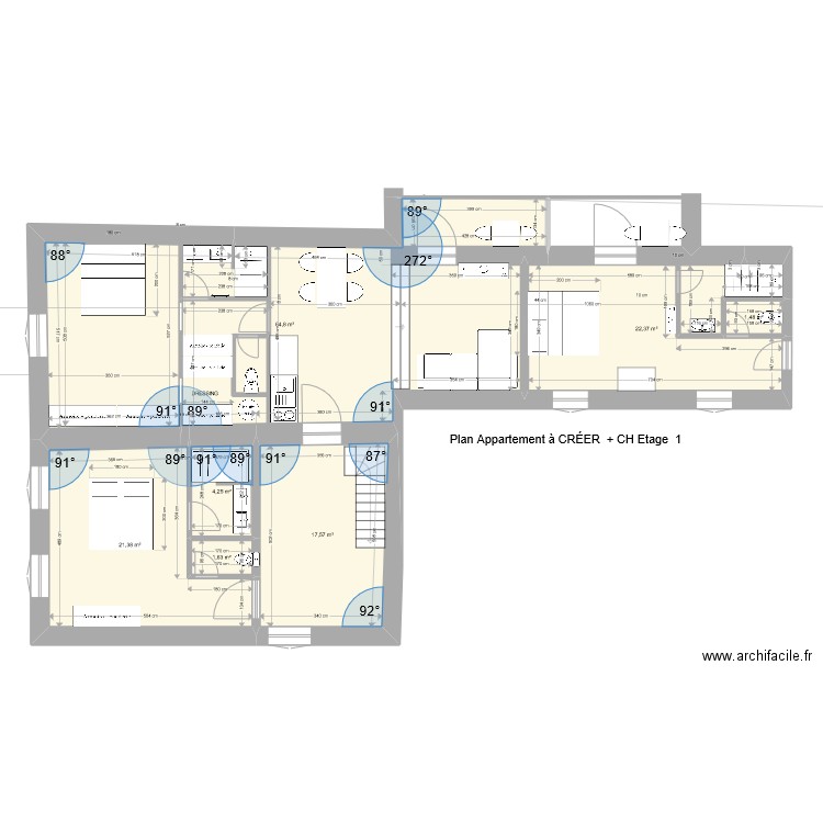 APPT . Plan de 7 pièces et 133 m2