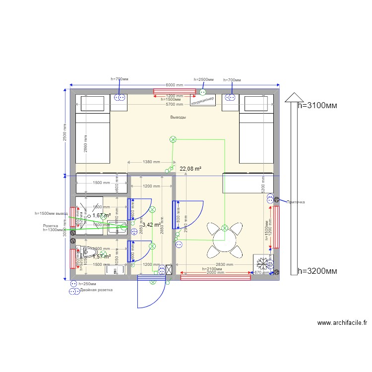 Псков 3. Plan de 4 pièces et 29 m2