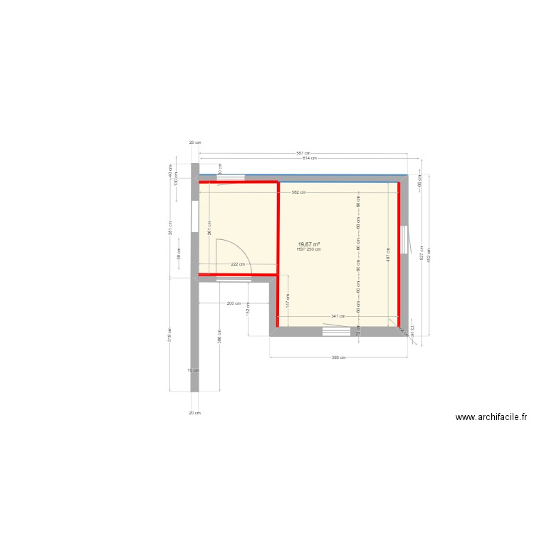 local velo. Plan de 1 pièce et 20 m2