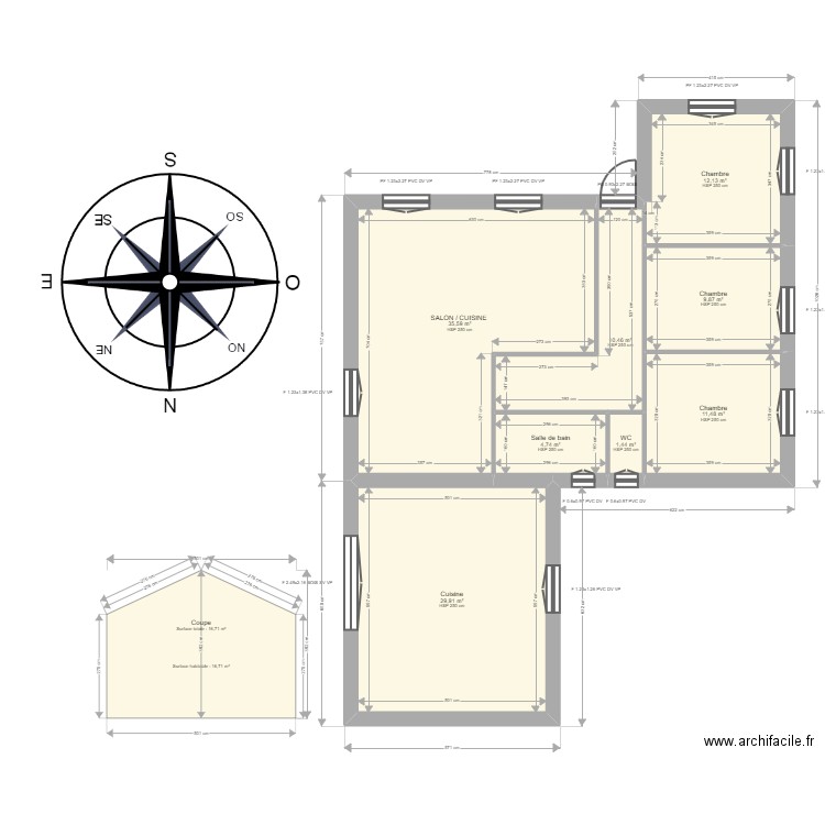 Chele. Plan de 8 pièces et 116 m2