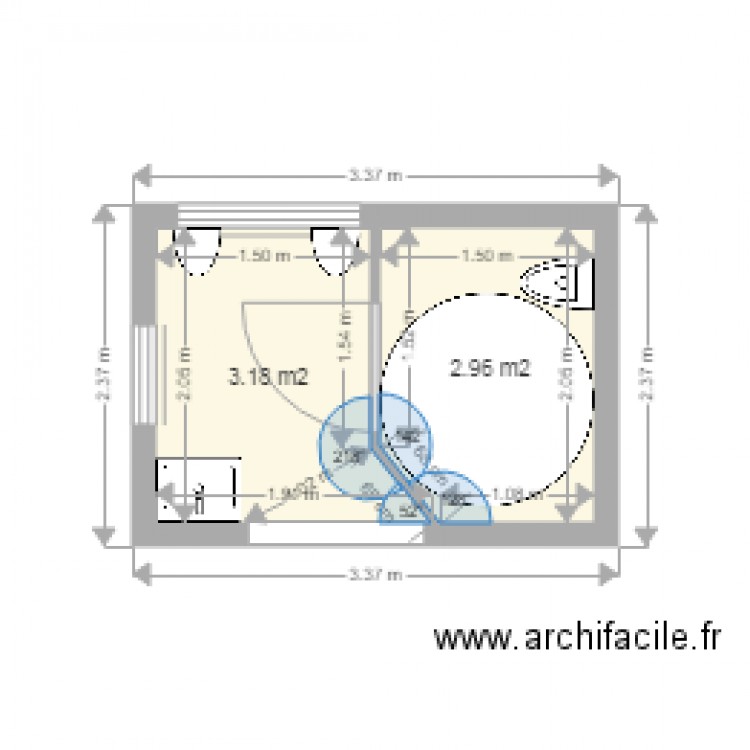 Toilettes publiques 22 0416 cloison avec angle1. Plan de 0 pièce et 0 m2