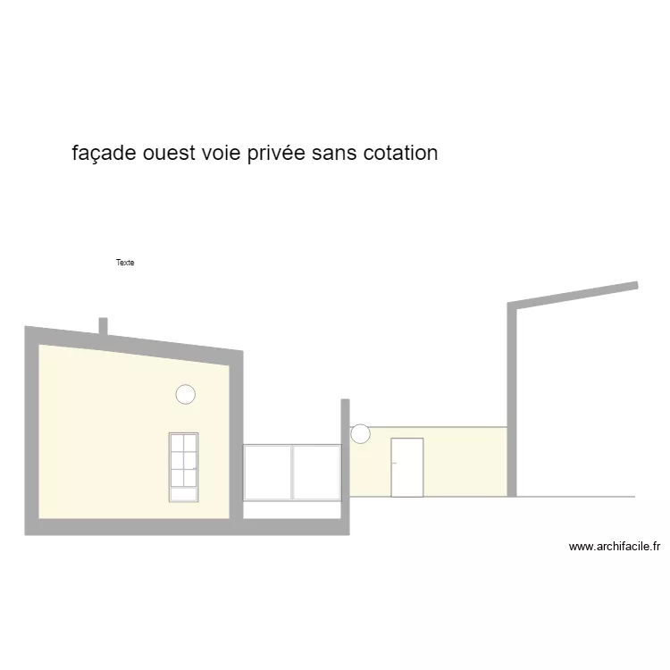 vue ext&eacute;rieure courte voie priv&eacute;e projet II . Plan de 