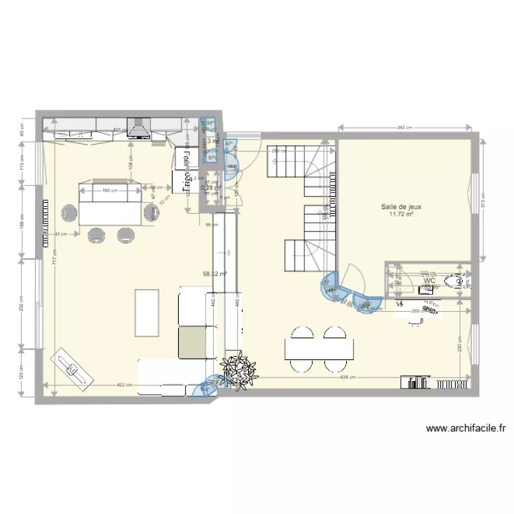 NEUILLY PLAN PROJETE AVEC PLACARD ENTR&Eacute;E. Plan de 