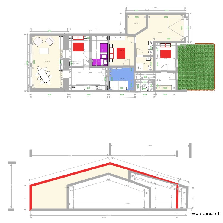 tonnara vue de dessus. Plan de 7 pièces et 98 m2