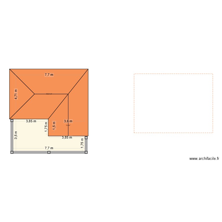 REALISATION  TERRASSE. Plan de 3 pièces et 62 m2