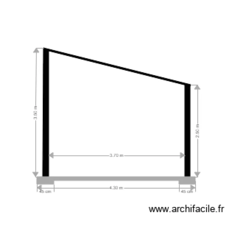 Vue en coupe abri jardin et atelier familial. Plan de 