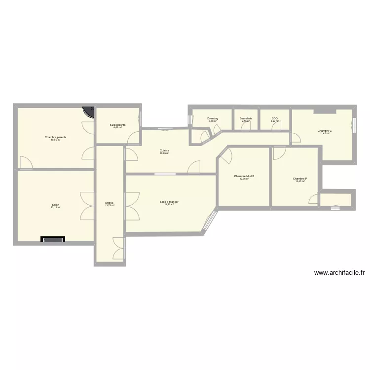 Appartement campagne premi&egrave;re initial. Plan de 