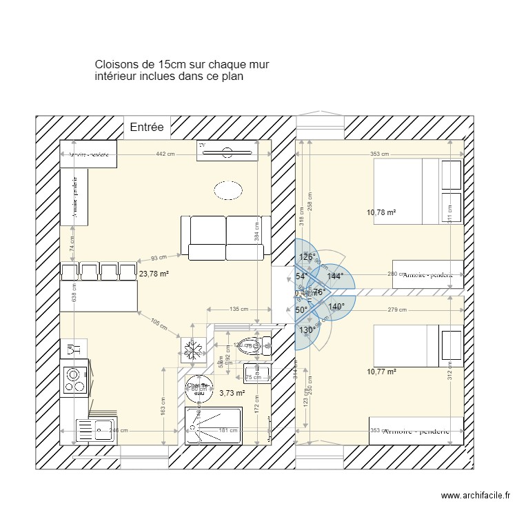 La gob 7. Plan de 5 pièces et 50 m2