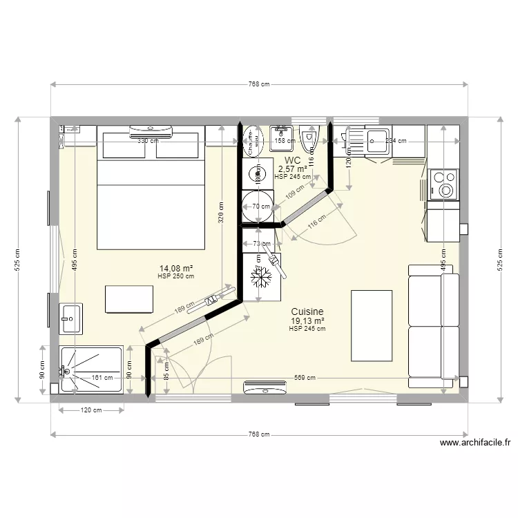 Les Cartes : Salle d'eau Ferm&eacute;e . Plan de 