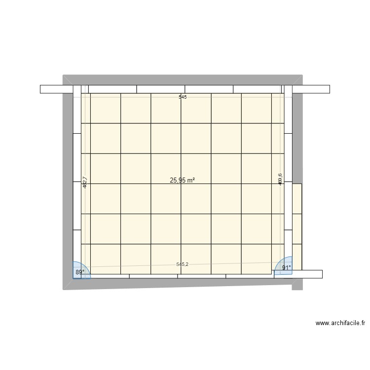 calepinage SDJ 1. Plan de 1 pièce et 26 m2