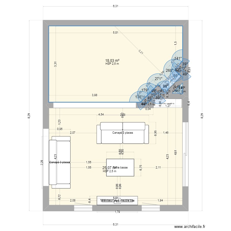 BOUJON. Plan de 6 pièces et 43 m2