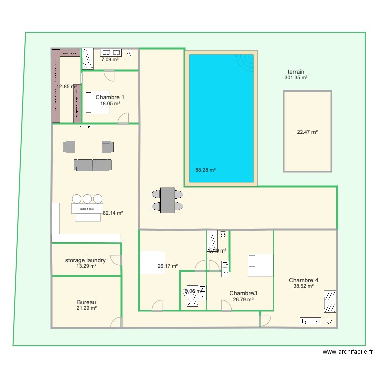 4 chambres  modifier. Plan de 0 pièce et 0 m2