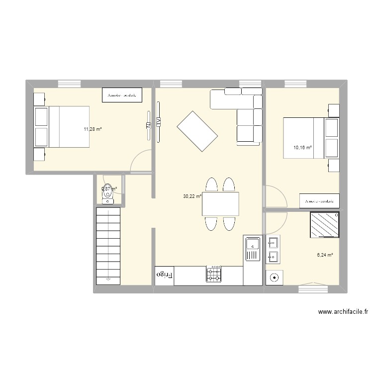 plan Après travaux F3 Etage Triguères  . Plan de 0 pièce et 0 m2