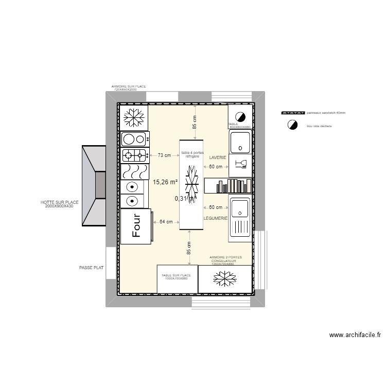 FLANDRIA06. Plan de 2 pièces et 32 m2