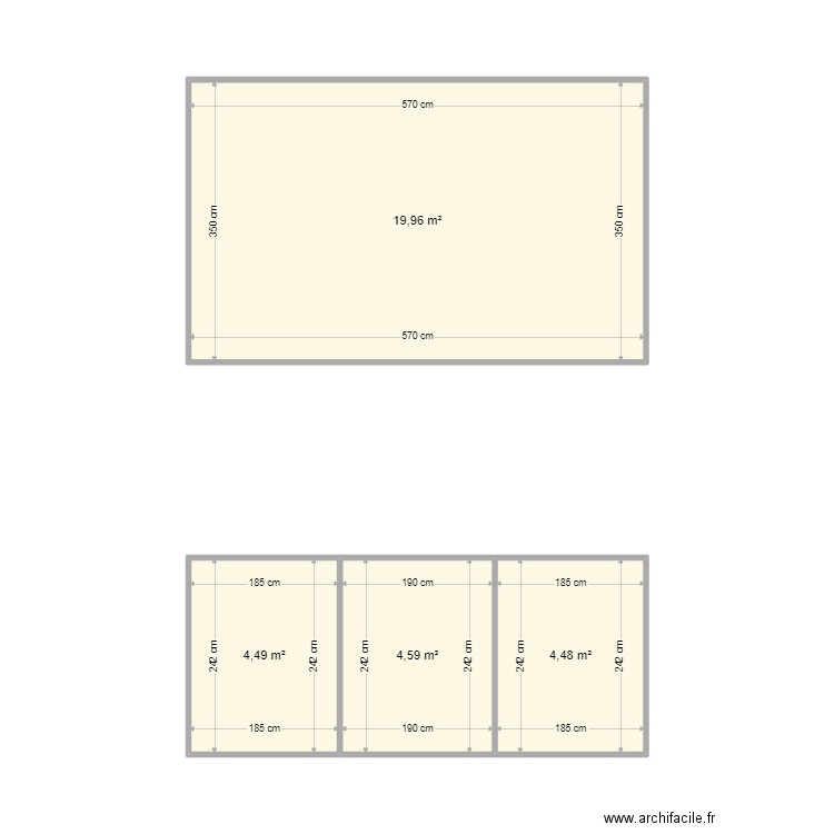 abri de jardin. Plan de 4 pièces et 34 m2