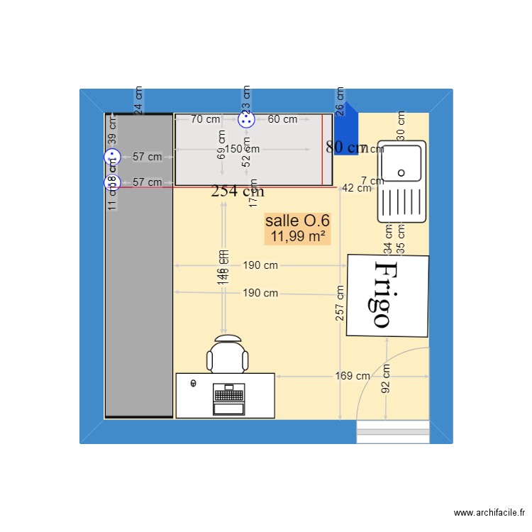 CORDELIERS. Plan de 1 pièce et 12 m2