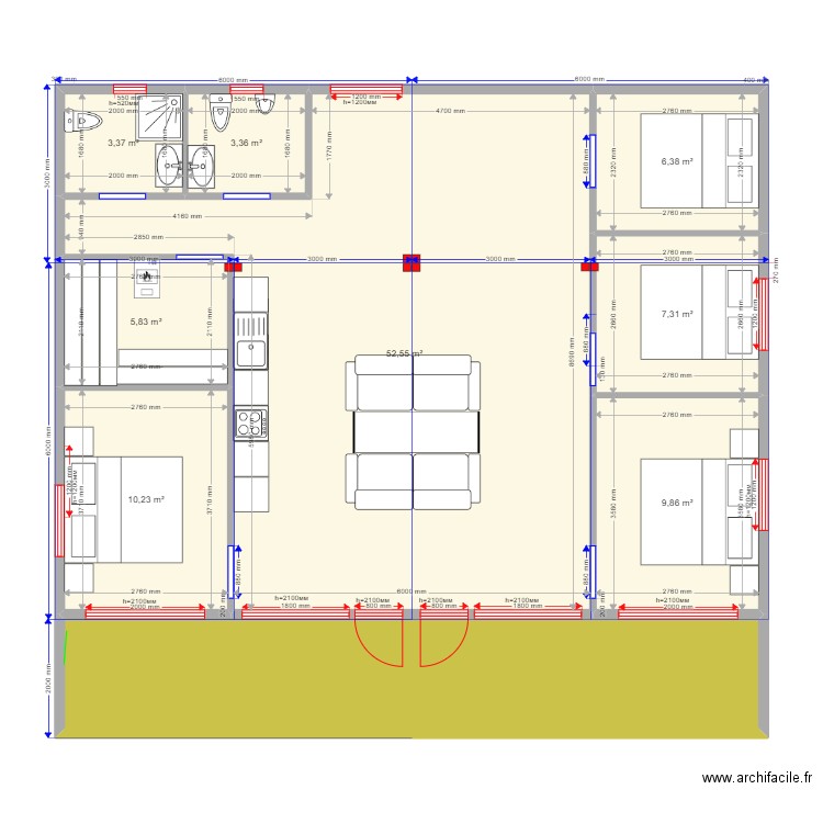 6ка Барн Алехново. Plan de 9 pièces et 121 m2