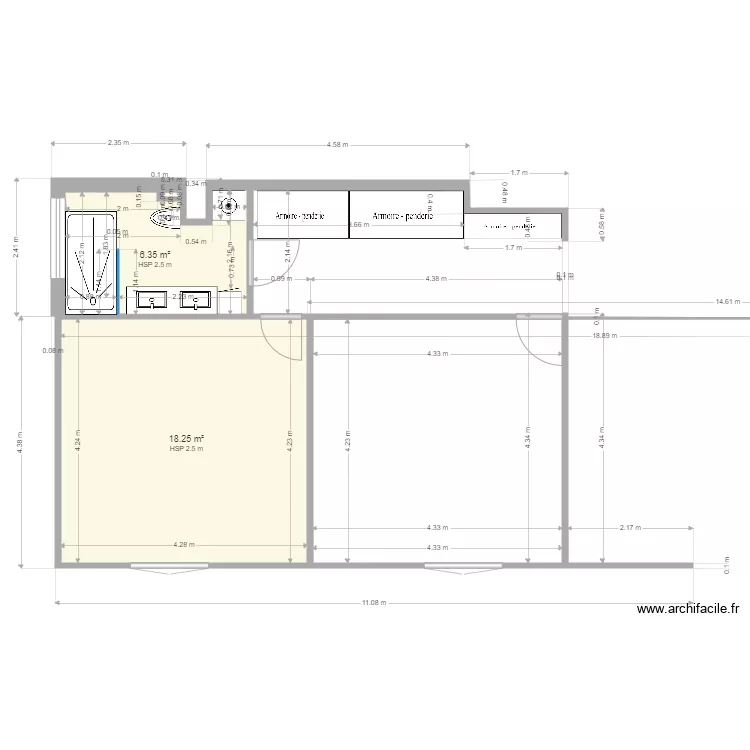 Chambre bureau 3. Plan de 