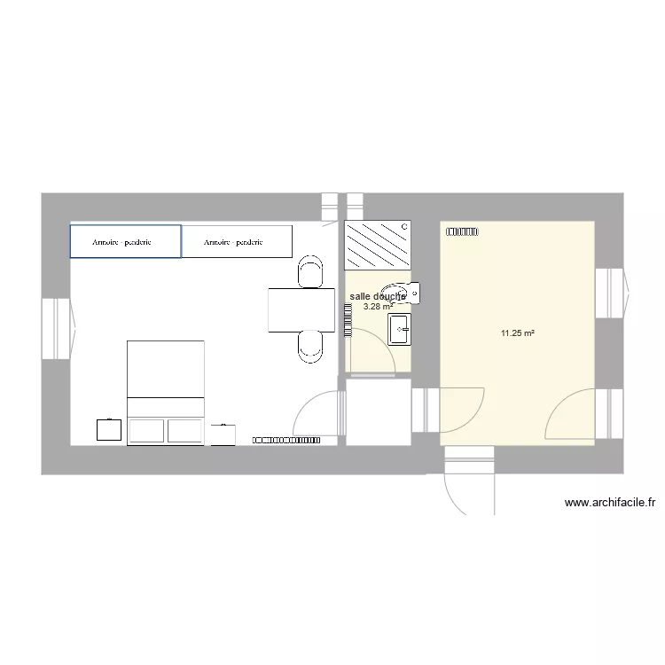  chambre des parents  et bureau entr&eacute;e   chamblard nomazy. Plan de 