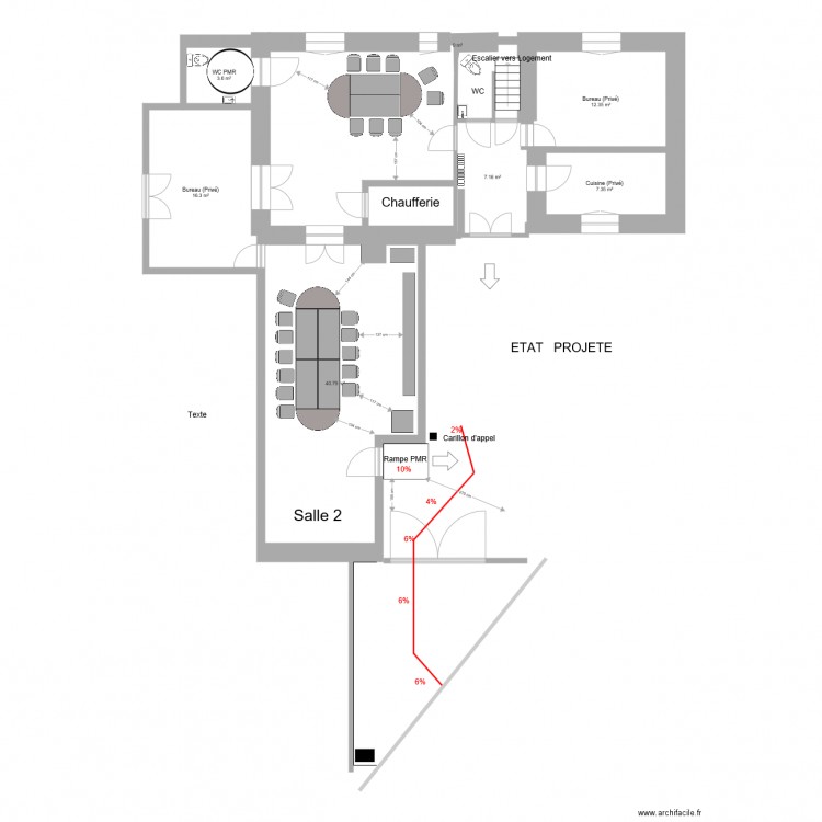 Presbytère de Perthes Rdec Etat Projeté11. Plan de 0 pièce et 0 m2