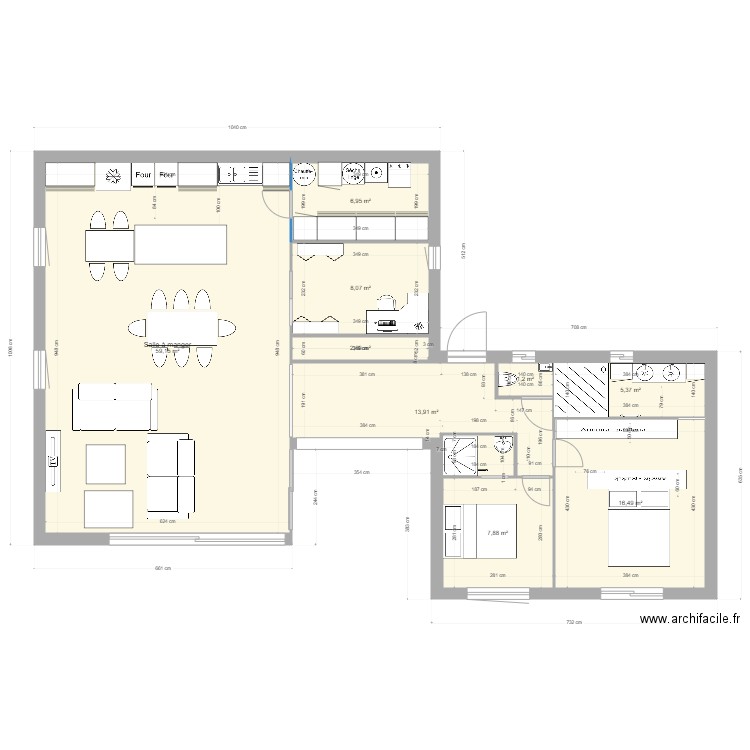 SAUMANE 2. Plan de 9 pièces et 121 m2