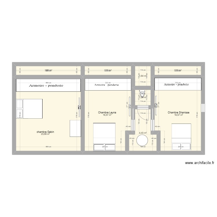 étage V2. Plan de 9 pièces et 72 m2
