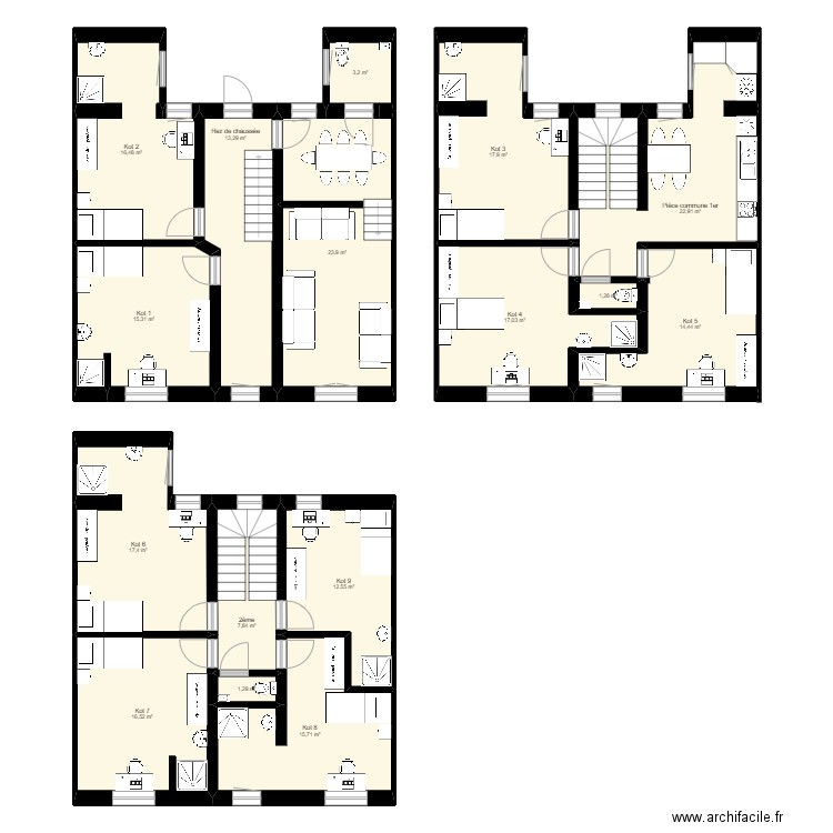 Laboratoire 24 - version 1. Plan de 16 pièces et 217 m2