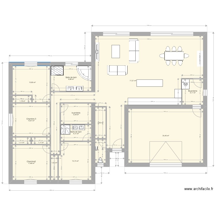 menville maison. Plan de 15 pièces et 188 m2