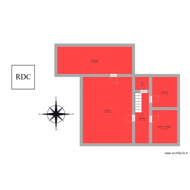 Raphaël. Plan de 6 pièces et 60 m2