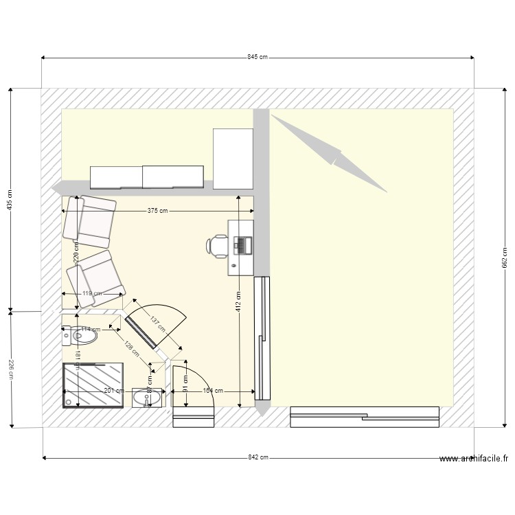 combles ouest bureau 2 fauteuils. Plan de 0 pièce et 0 m2