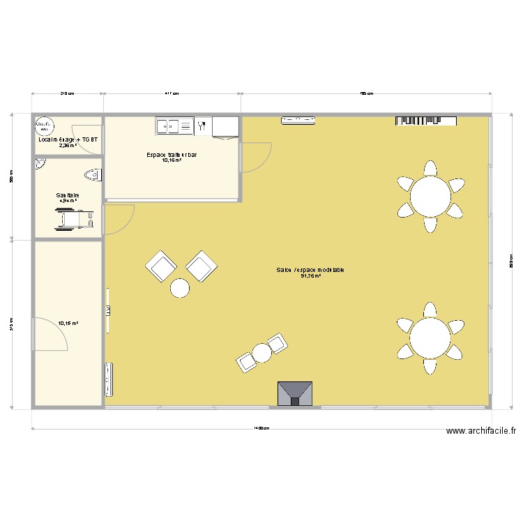 Base nautique. Plan de 5 pièces et 119 m2