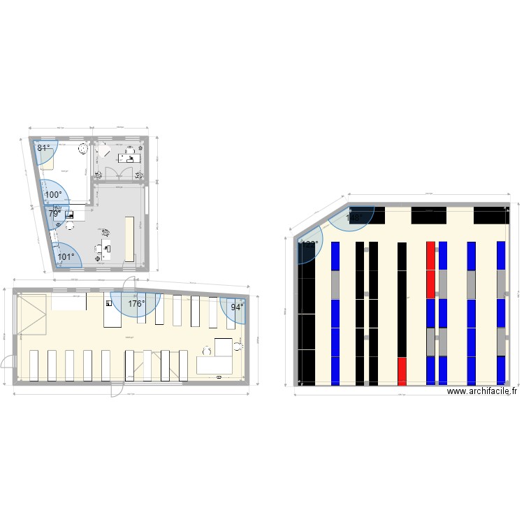 bureau. Plan de 5 pièces et 323 m2