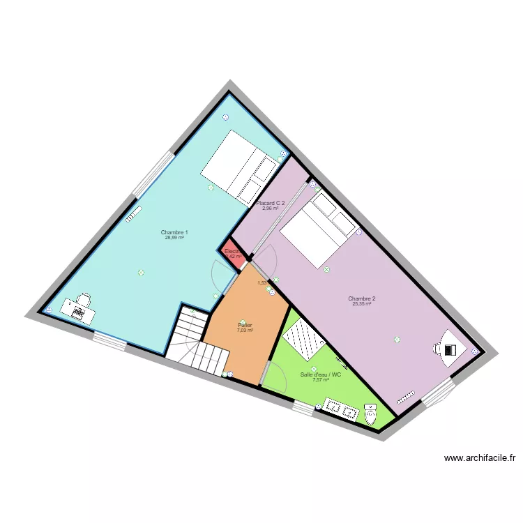 00000AAA Etage 2 Varilhes. Plan de 