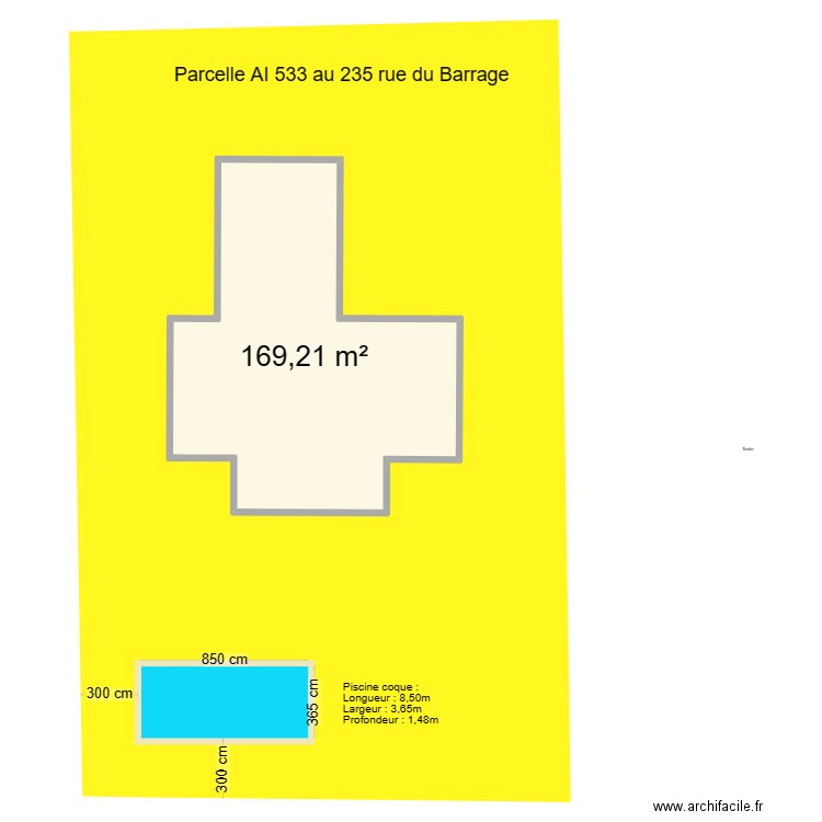 Demande préalable piscine. Plan de 1 pièce et 169 m2