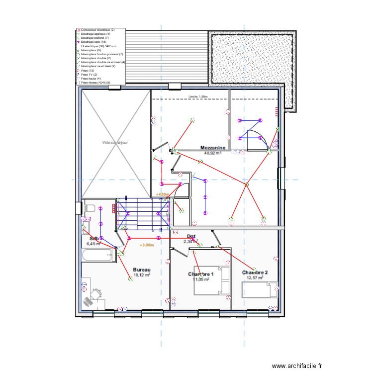 SIMON-NEYRET- PLAN ELECTRIQUE R+1. Plan de 0 pièce et 0 m2