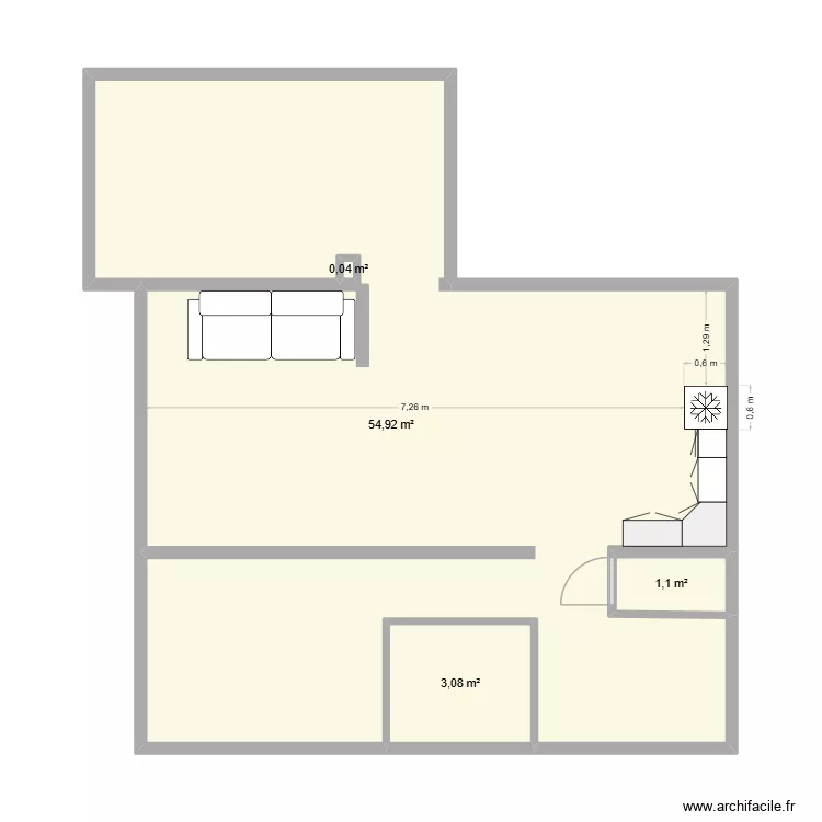 CONFLANS 2. Plan de 4  et 59 m²