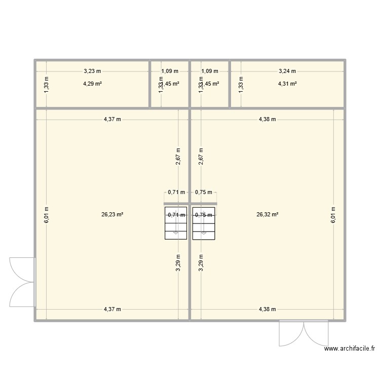 Les herbiers GRANGE. Plan de 6 pièces et 64 m2