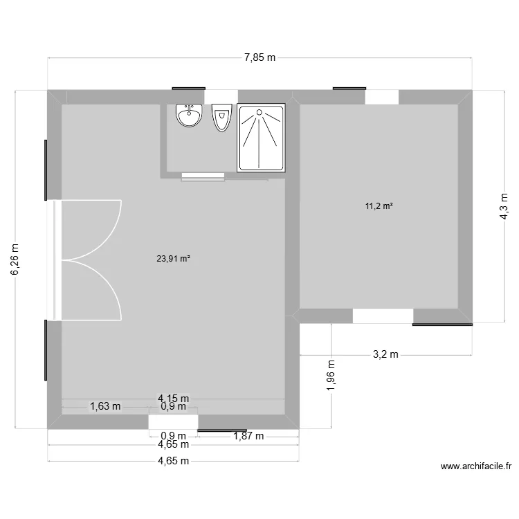 Projet Atelier. Plan de 2  et 35 m²