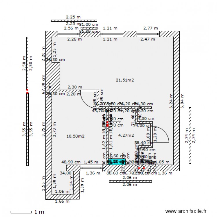 miraille 2) etage cote cour renove 2° VERS  3 AVEC MEUBLE FORM T2 noel  bis. Plan de 0 pièce et 0 m2