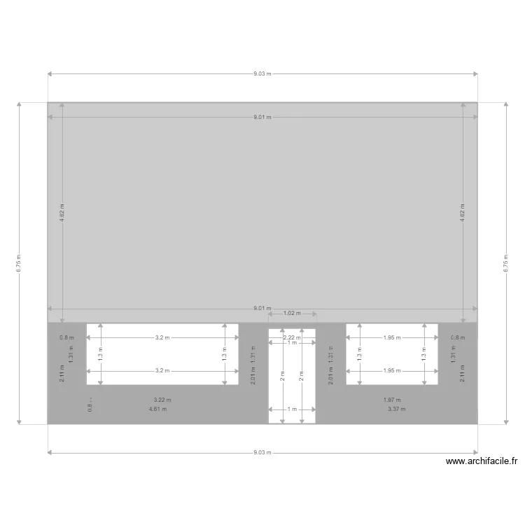 Fa&ccedil;ade ouest apr&egrave;s. Plan de 
