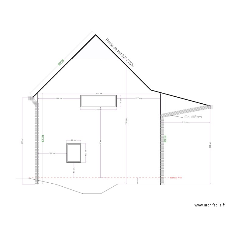 Façade Nord. Plan de 0 pièce et 0 m2