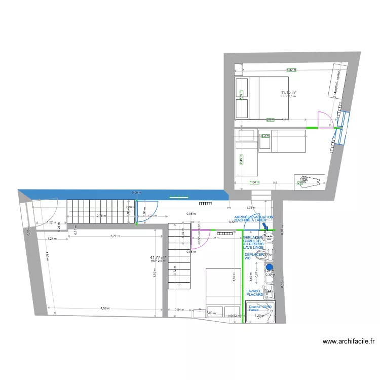 1 ER &Eacute;TAGE MODIF EAU EVACUATION. Plan de 